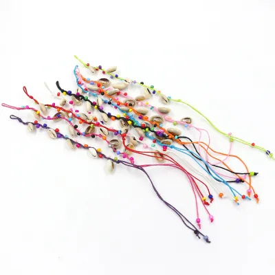 Hot Selling Bohemian Handwoven Shell Conch Colorful Anklet for Men and Women