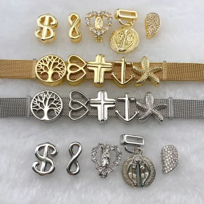 Wholesale Stainless Steel Heart Star & Capital Slide Charms for Fashion Bracelets