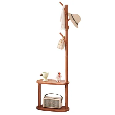 Solid Wood Multifunctional Floor Coat Rack Freestanding Garment Stand Bag Storage Clothing Store Balcony Eco-Friendly