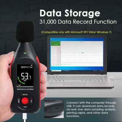 HEDAO GT1355B Digital Sound Level Meter 30-130dB 1.5dB Accuracy 31.5Hz-8500Hz USB Data Logging Type-C Rechargeable Noise Monitor