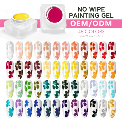 Nail Painting Gel Non-Toxic UV Nail Painting Gel Nail Art No Wipe Embossing Painting Flower Line Gel Polishing Set