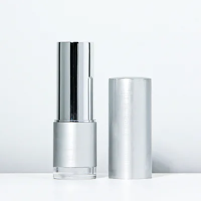 Satin Matte Silver  Empty Foundation Lip Stick Packaging Container