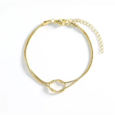 Inspire Jewelry Stainless Steel Dainty Knot Bracelet Double Snake Chain Infinity Love Knot Bracelet Adjustable Jewelry Gift