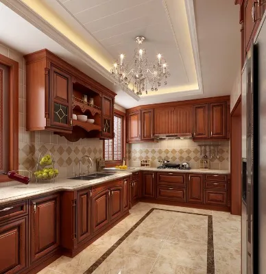 Contemporary Mahogany Wood Kitchen Cabinets Design