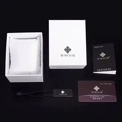 Wwoor Luxury Handmade Black Protective Watch Box Simple Square Cardboard Gift Durable Plastic Lining Exquisite Packing Hot Sale