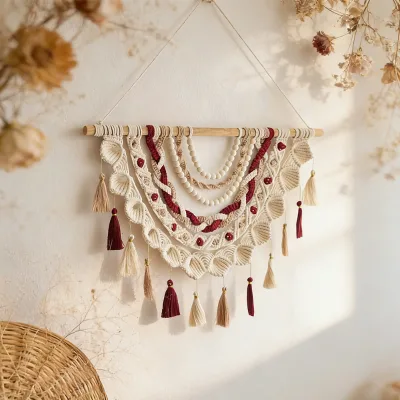 Customizable Shell Pattern Macrame Wall Hanging for Interior Design Studios & Home Decor Brands