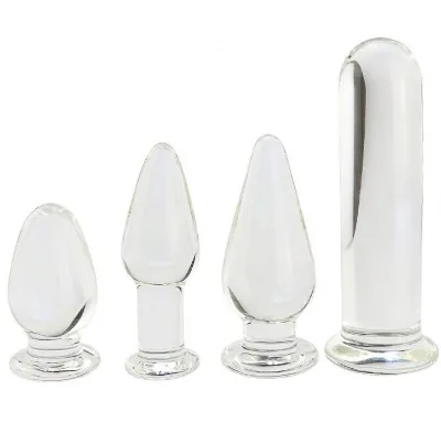 Adult Sex Toys Glass Anal Plug Glass Dildo Penis, Erotic Anal Plug Ass Toy Transparent Butt Plug for Male Female