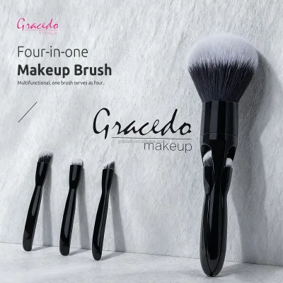 Luxury Portable Travel 1-Piece Face Makeup Brush Set with Shaving Brush Synthetic Hair Black
