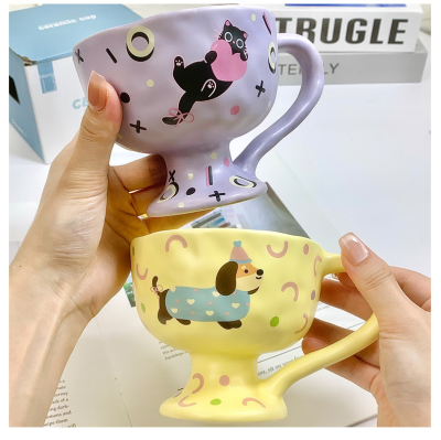 Cartoon Cute Ceramic Mug Milk Breakfast Tall Water Cup Cute Children's Drinking Cup for Home Party