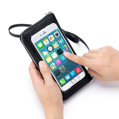 Women Small Cow Leather Touch Screen Cellphone Bags Purse RFID Crossbody Phone Card Holder Wallet