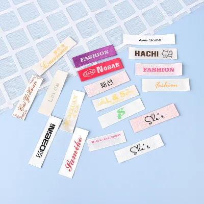 Prime Quality Custom Woven Labels for Garments Washable Cloth Collar Making Clothing Trademark Woven Label Production