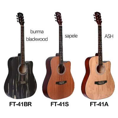 Bulk Guitar Instruments Stain 41inch Cutaway ASH Wood Folk Guitar Acoustic Guitar