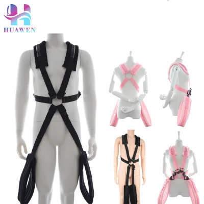 Pink and Black Body Bondage Sex Restraint Kits Fetish Design for Adult