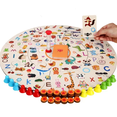 Detective Children Educational Interactive Montessori Toys Wooden Round Memory Game for Kids