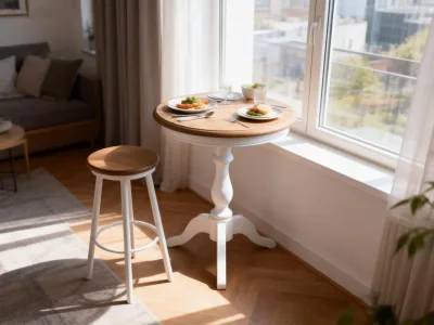 Modern Farmhouse Side Table White Spindle Leg Perfect Bedside Table Couch Side Table Versatile Accent Table for Living Room