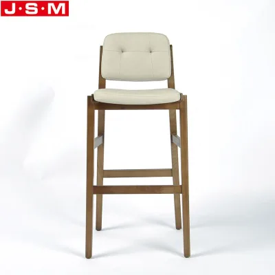 Cheap Lounge Kitchen Outdoor Wooden Counter Height White Leather Bar Stools