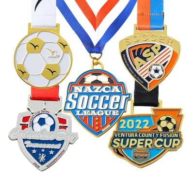 Manufacturer Custom Soccer Medals Free Design 2d 3D Gold Silver Medal Volley Ball Football Competition Sport Medal