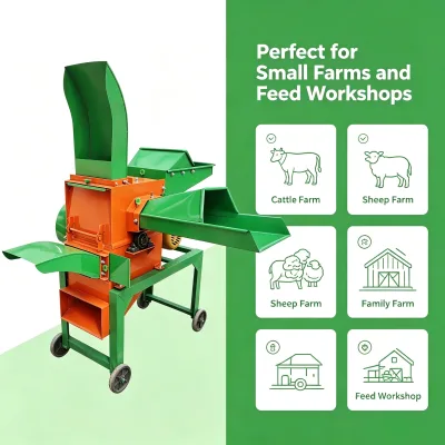 Diesel Metal Chaff Cutter Machine Mini Straw Crusher Poultry Animal Feed Silage Chopper