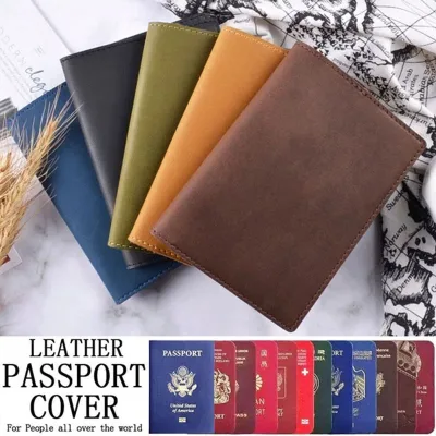 Fashion Genuine Leather RFID Blocking Vintage Passport Holder & Credit Card Case Durable Portable Porta Pasaportes