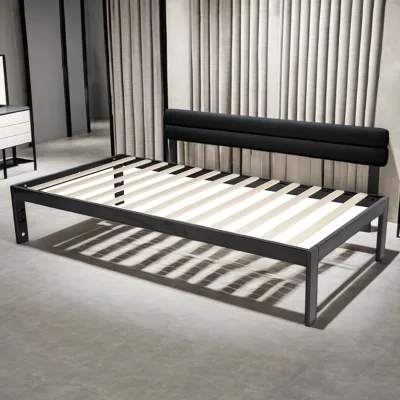 Muebles De Dormitorio Para El Hogar, Marco De Cama De Madera Maciza Con Plataforma De Metal, Barato