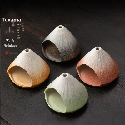 New Mount Fuji Kiln-Turned Ceramic Incense Burner Peruvian Sacred Wood Incense Burner with Cedar Sage Aroma