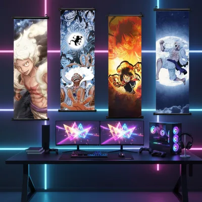 32 Designs Ona Piece Anime Poster Wallscroll Hanging Scroll Posters Luffy Zoro Digital Printing Vivid Graphics