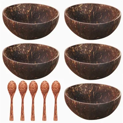 Personalised Coconut Bowls Handmade Craft Bowl for Daily Use 2 Hole Button Desserts Safety Free Shipping
