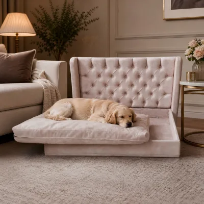 Cross-Border Exclusive High-Back Pet Sofa Bed Removable Washable Fabric Dog Sofa Light-Luxury Snap-Button Medium Large Dogs