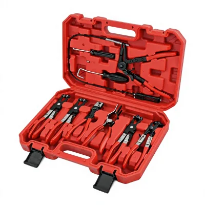 9-Piece Carbon Steel Auto Repair Water Pipe Clamp Plier Set Flexible Conduit Clamp Car Oil Pipe Disassembly/Assembly Repair Tool
