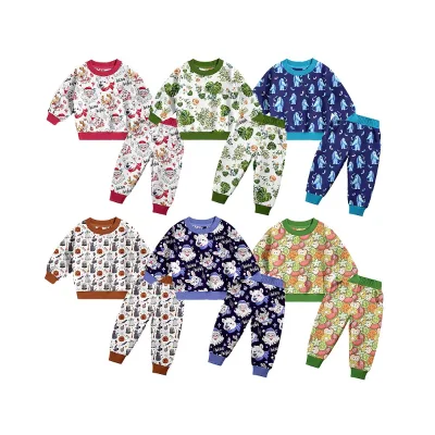Bamboo Fiber Children's Pajamas Set OEKO Certified Moisture Cartoon Pattern Unisex Autumn Home Wear Baby