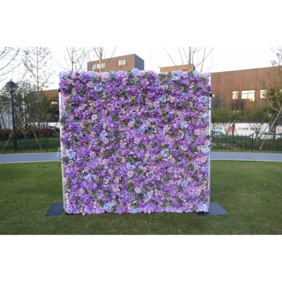 Romantic Style Party Decorations Simple 8x8ft Purple Flower Wall Backdrop 360 Photo Booth Background for Events