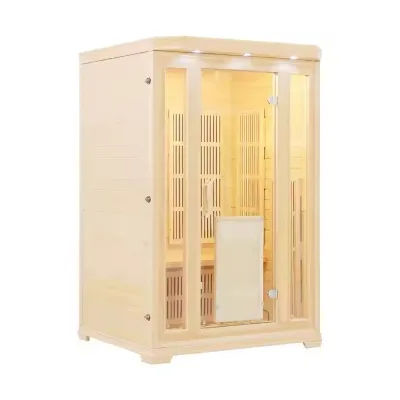 New Hot Full Spectrum Traditional Mini Small Sauna Room 1-2 Persons Facility for Indoor Hot Yoga Made of Solid Hemlock Wood