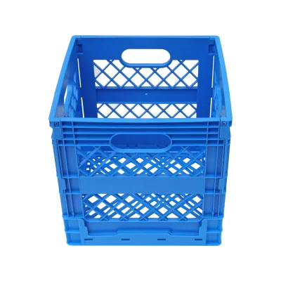 Heavy Duty Blue Plastic Milk Crate Stackable Storage Crate with Handle for Warehouse Garage Organization Custom Color