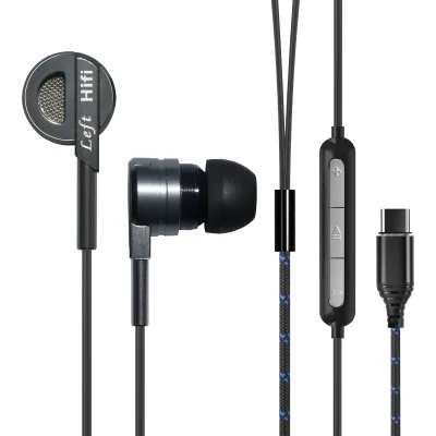 Customizable Type c Usbc Fabric Earphone Earbuds In-ear Headphone with Microphone and Controller for HUAWEI XIAOMI