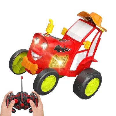 Children's Fast Stunt Remote Control Jumping Car with Headlights and Music Toy for Playing