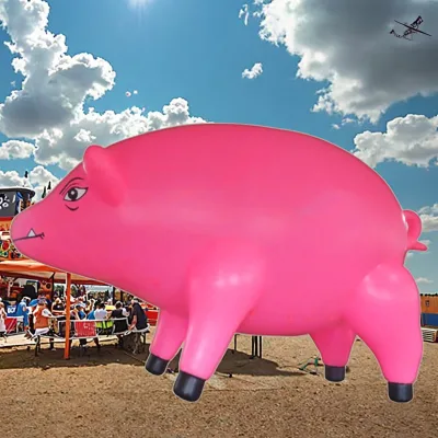 Tall Pink Inflatable Pig Figure with Blower for Holiday Parade Advertising and Shopping Mall Decoration
