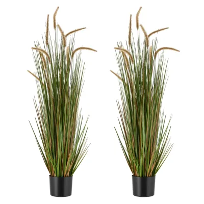 Artificial Horsetail Reed Grass Plant Plastic Potted Plant with Black Pot for Home Party Garden Porch Housewarming Office Decor