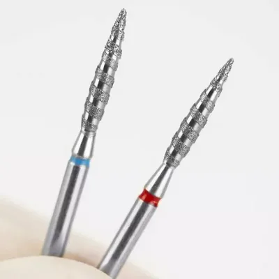 Flame Diamond Nail Drill Bits 3/32" Spiral Particle Manicure Drill Bit for Nails Sander Tips Cuticle Clean