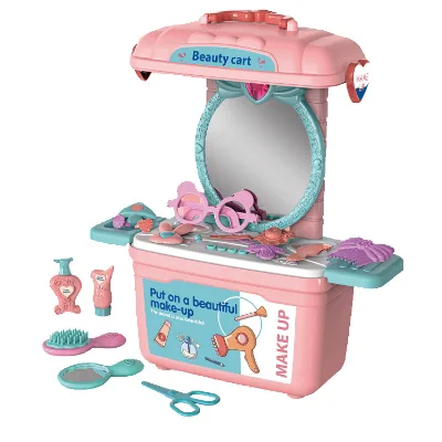 Fashion Portable Mini Dresser Table Toys Pretend Play Makeup Table Toys Girls Dressing Table Toy
