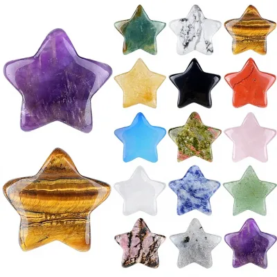 Hot Sales 20mm Natural Rose Quartz Star Crystal Healing Stone Pentagram Creative Mini Star Accessory for DIY Home Decor Ornament