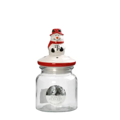 hot selling Decoration Candy Jar Cookie Snack Sealed Glass Jar with Ceramic Lid Sealed Glass Container