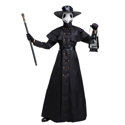 Plague Doctor Steampunk Gothic Anime Character Cosplay Costume Medieval Raven Roleplay Outfit Unisex Adults Suits Polyester