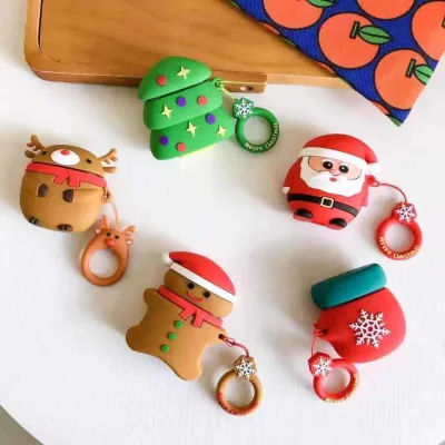 Silicone Earphone Case Cartoon Santa Claus & Reindeer Waterproof Durable Protective Case Factory Wholesale