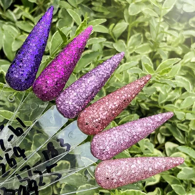 High Pigment Multi Color 1 oz Glitter Acrylic Powders Natural Dry Long-lasting Dipping Powder