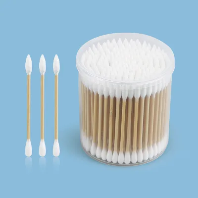 Tipped High Quality Disposable Bamboo Stick Cotton Ear Buds with Box Customized Color 5cm Length Makeup Cleaning Function