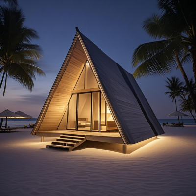 Modern Triangle Wooden House Resort Hotel Pinus Sylvestris Timber Home for Living