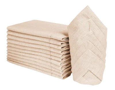 Bulk Wholesale Handmade Solid Linen Placemats Machine Washable Cotton Linen Hemstitch Table Mats for Home Hotel Banquet Wedding