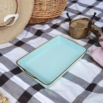 Bohemian Rectangular Fruit Basket Tray Plastic Kitchen Counter Fruit Plate and Vegetable Tray Dishes Service Dish