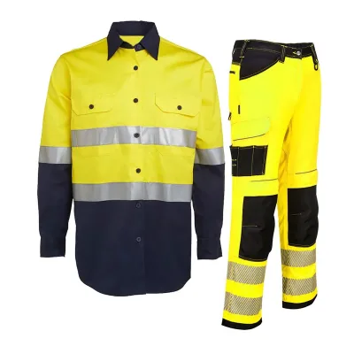 HFHeavy Duty Industrial Work Wear Uniform Promotion Visibility Reflective Safety Work Wear Uniform Safety