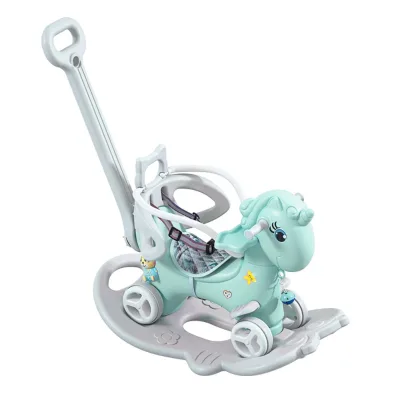 Istaride Ride on Wooden Dog Rocking Horse Trojan Toy Three Wheels for Ages 0-76 Years